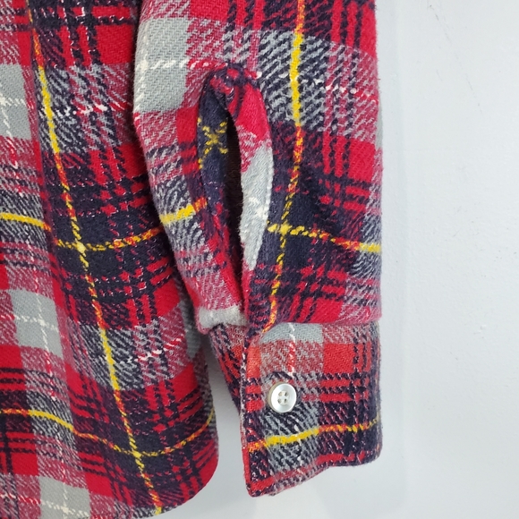Vintage 1978 Prest Rite Red Plaid Flannel Button Up Shirt M Mens Pointed Collar! - Picture 12 of 14